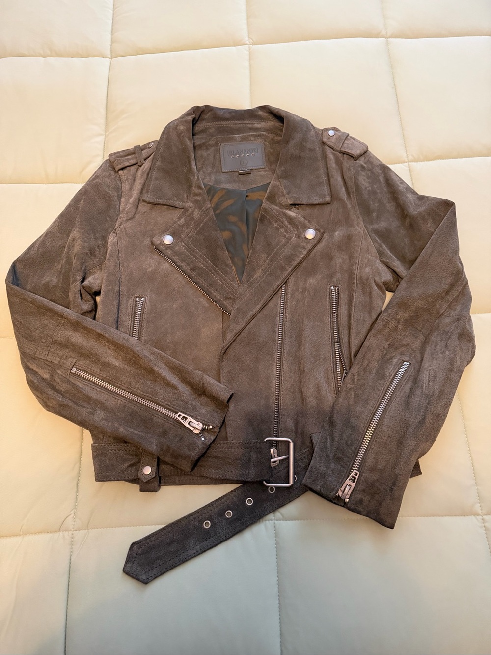 Women’s Suede Biker Jacket - Brown